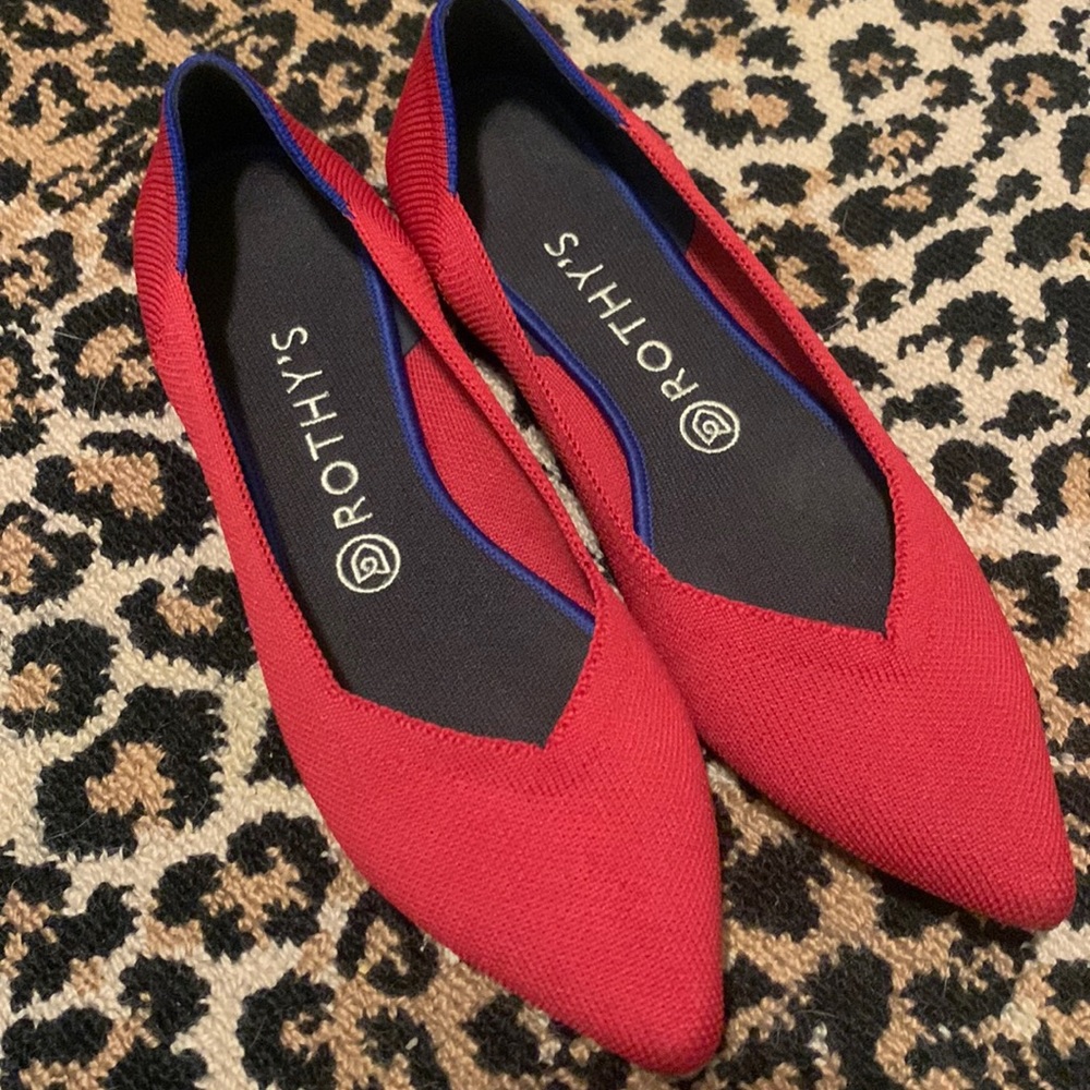 Rothy’s Chill Red The Point Pointed Flats Shoes 8.5